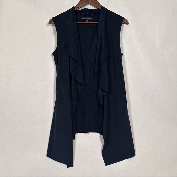 Saks Fifth Avenue Faux Suede Navy Blue Vest - Picture 1 of 8